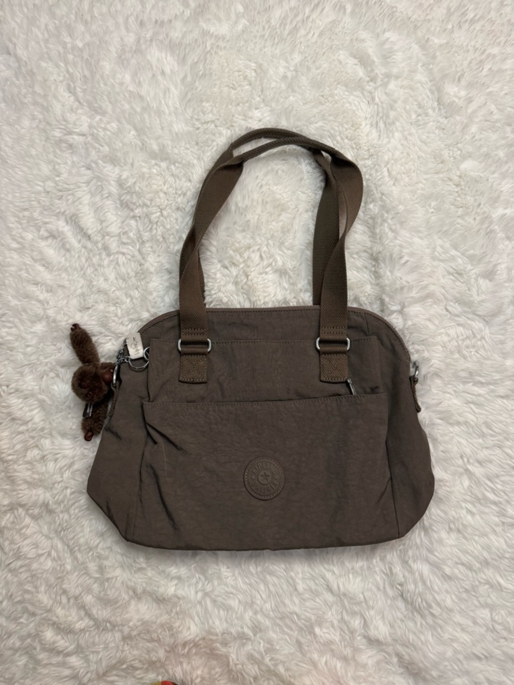 Kipling Taupe Everyday Nylon Tote with Monkey Charm - Picture 14 of 16